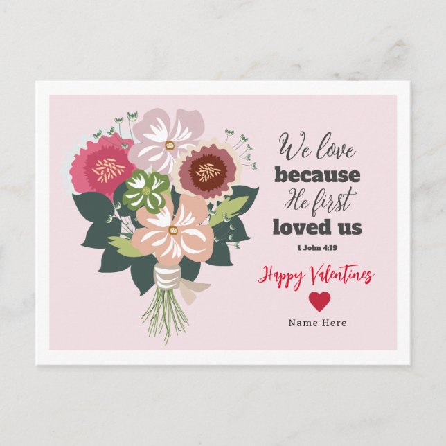 Floral Bible Valentine's Postcard (Front)