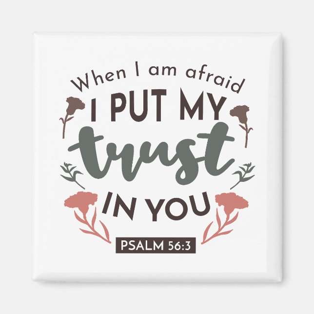 Floral Bible Verse Art 'I Put My Trust in You' Magnet (Front)