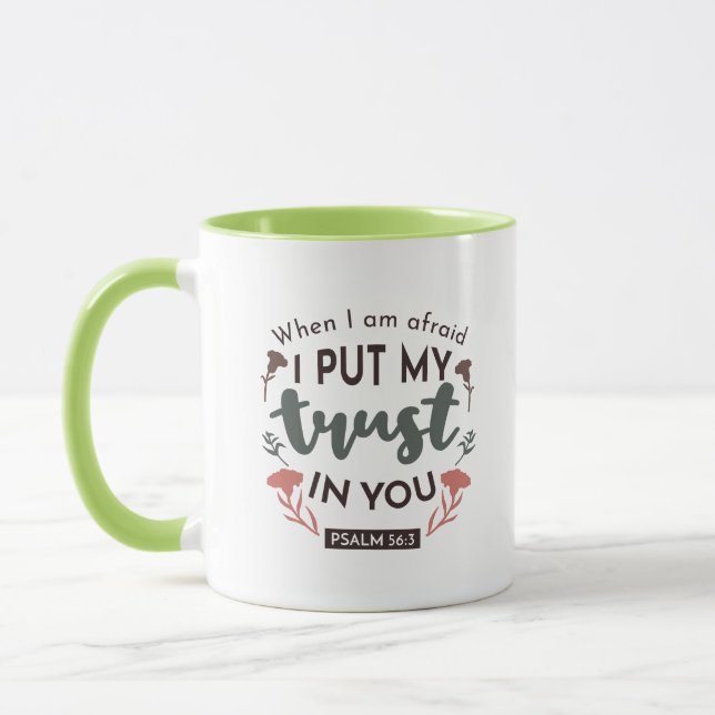 Floral Bible Verse Art 'I Put My Trust in You' Mug (Left)