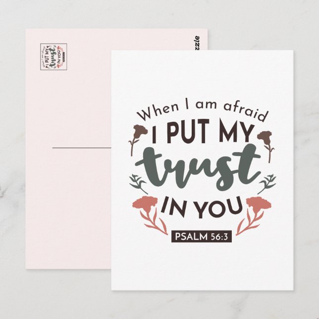 Floral Bible Verse Art 'I Put My Trust in You' Postcard (Front/Back)