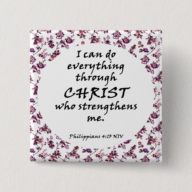 Floral Bible Verse     Button (Front)