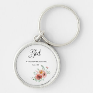 Floral Bible Verse  Key Ring