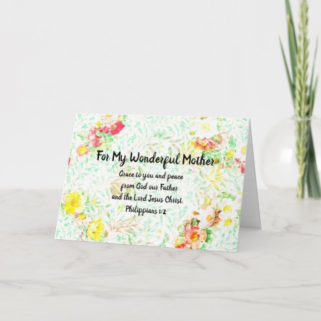 Floral Bible Verse Mother's Day Philippians 1:2 Card (Front)