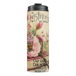 Floral bible verses thermal tumbler