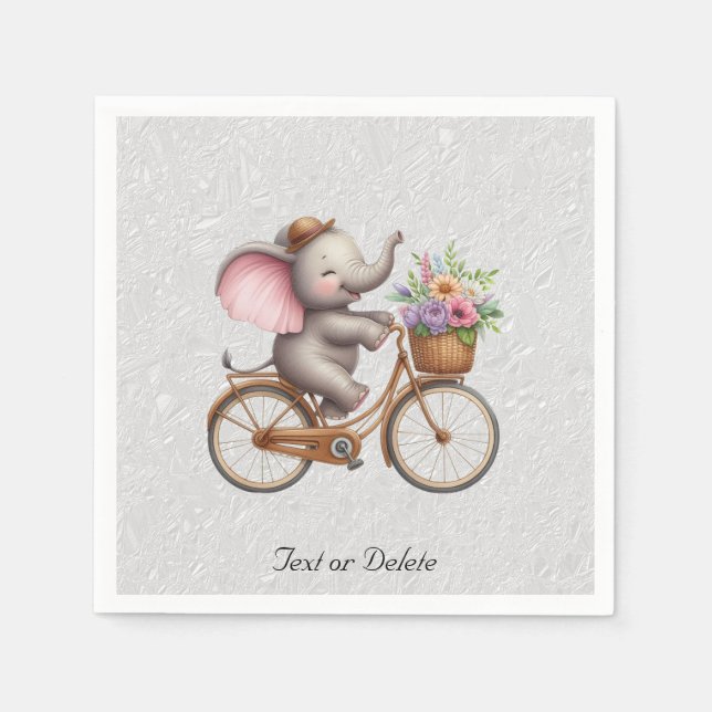 Floral Bicycle Elephant Napkins (Front)