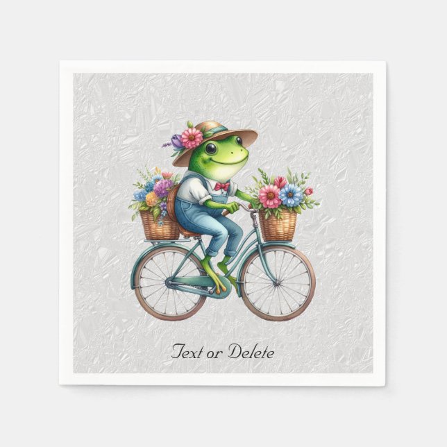 Floral Bicycle Frog Napkins (Front)