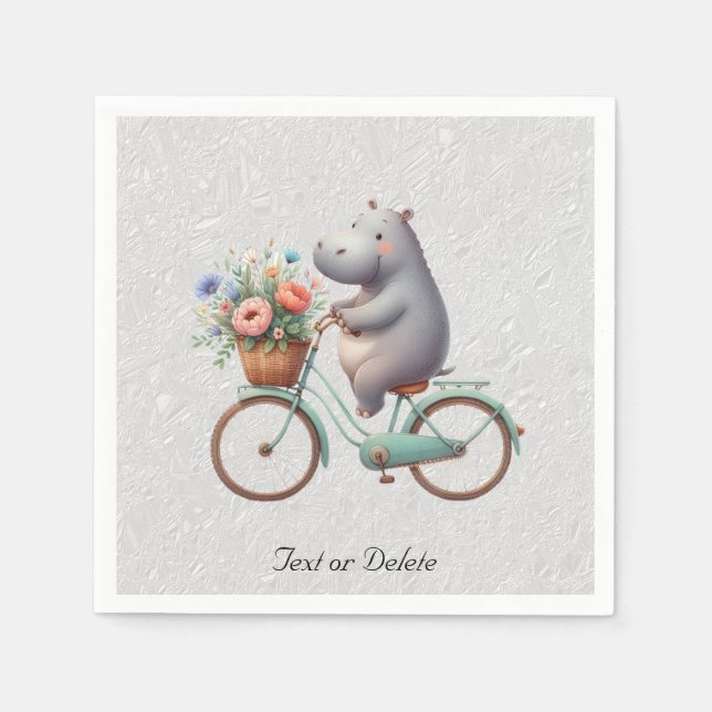 Floral Bicycle Hippo Napkins (Front)