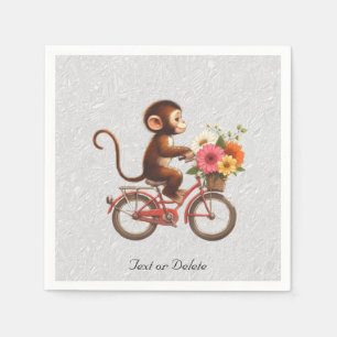 Floral Bicycle Monkey Napkins