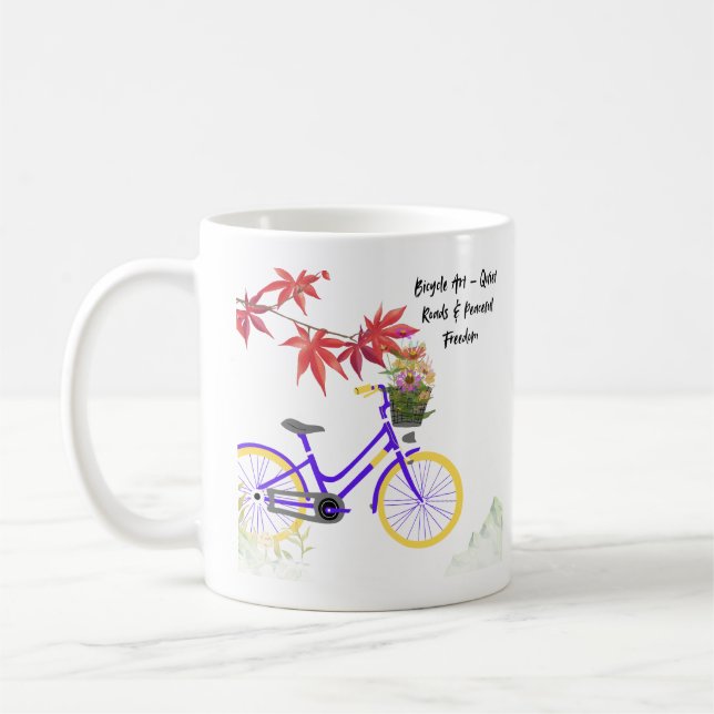 Floral Bicycle Motivation Design Coffee Mug (Left)
