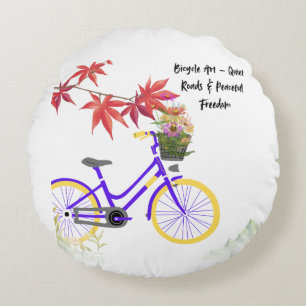 Floral Bicycle Motivation Design Round Cushion