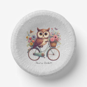 Floral Bicycle Owl Paper Bowl Plate