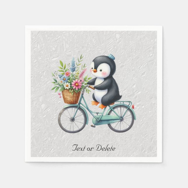 Floral Bicycle Penguin Napkins (Front)