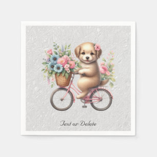 Floral Bicycle Puppy Napkins