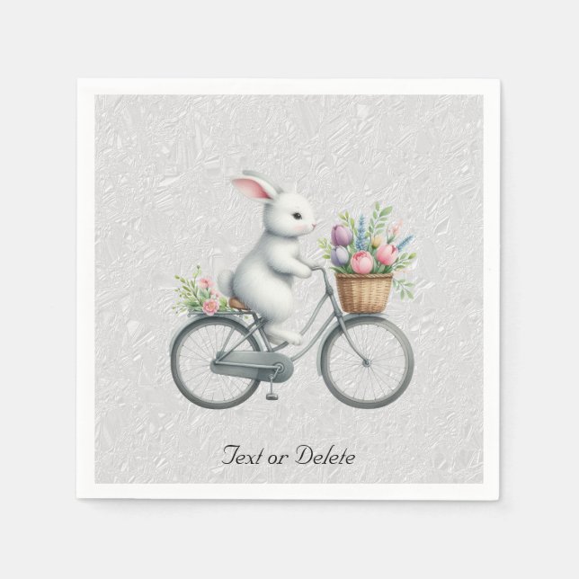 Floral Bicycle Rabbit Napkins (Front)