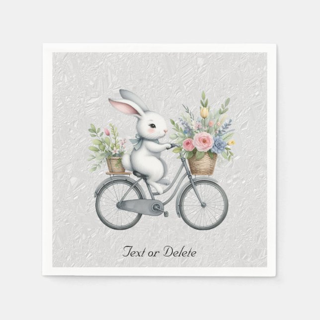 Floral Bicycle Rabbit Napkins (Front)