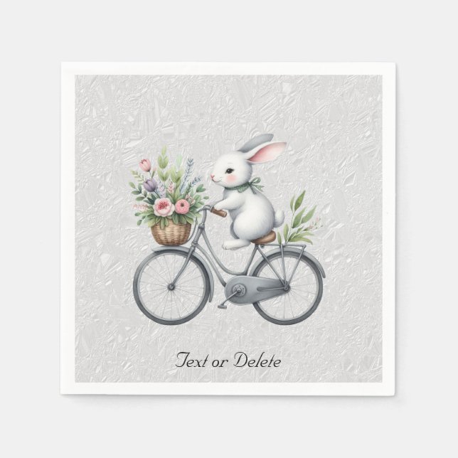 Floral Bicycle Rabbit Napkins (Front)