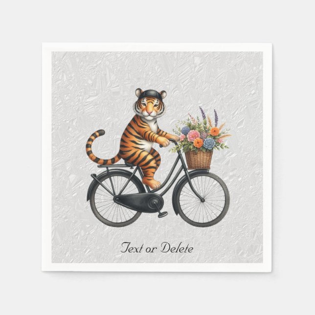 Floral Bicycle Tiger Napkins (Front)