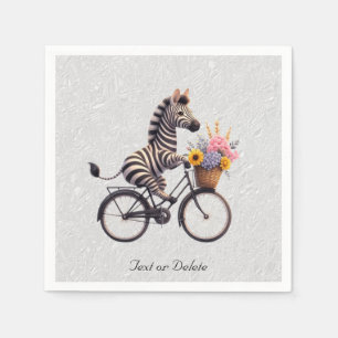 Floral Bicycle Zebra Napkins