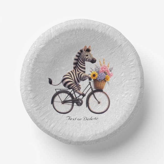 Floral Bicycle Zebra Paper Bowl Paper Plate (Front)