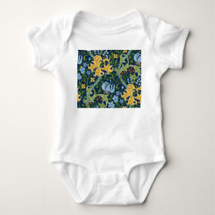 Floral Big Flowers: Dark Green Vintage Baby Bodysuit
