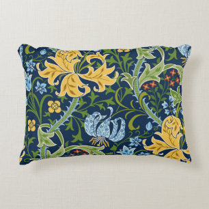 Floral Big Flowers: Dark Green Vintage Decorative Cushion