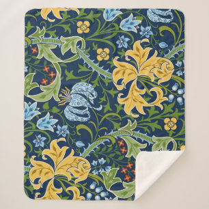Floral Big Flowers: Dark Green Vintage Sherpa Blanket