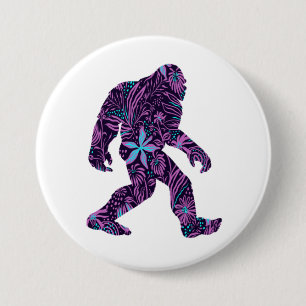 FLORAL BIGFOOT   7.5 CM ROUND BADGE