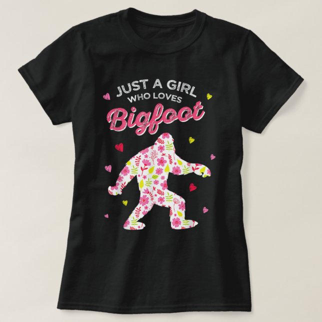 Floral Bigfoot Lover Girl Design T-Shirt (Design Front)