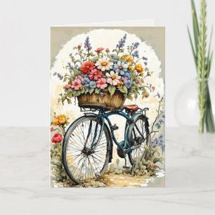 FLORAL BIKE BLANK ALL-OCCASION CARD