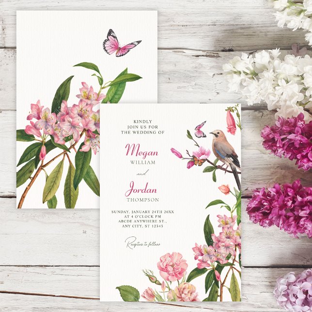 Floral bird art wedding invitation (Creator Uploaded)