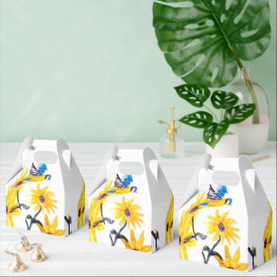 Floral Bird Art, Yellow Sunflowers Favour Box