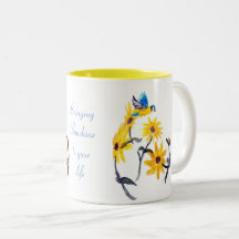 Floral Bird Art, Yellow Sunflowers Quote