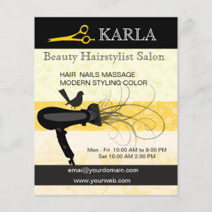 Floral Bird Beauty Salon  Spa Hair Stylist Flyer