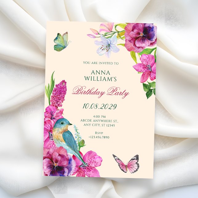 Floral bird butterfly  invitation (Creator Uploaded)