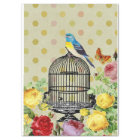 Floral Bird Cage Ephemera Decoupage Vintage