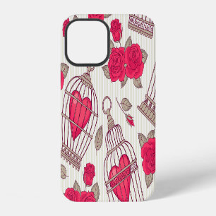 Floral Bird Cages Roses Pattern iPhone 12 Case