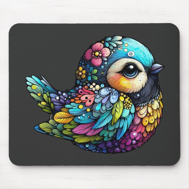 Floral Bird Harmony Mouse Pad (Front)