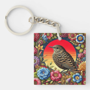 🌿 Floral Bird Illustration For Peaceful Nature Key Ring