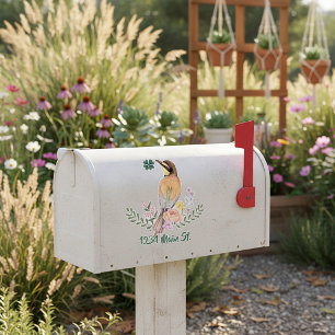 Floral bird mailbox sticker