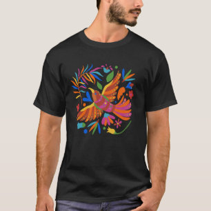 Floral Bird Otomi Mexican Embroidery Style Mexican T-Shirt