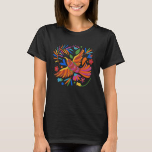 Floral Bird Otomi Mexican Embroidery Style Mexican T-Shirt