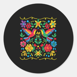 Floral Bird Otomi Mexican Style Mexicano Mexicana Classic Round Sticker