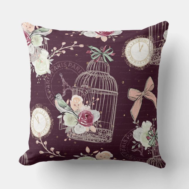 Floral Birdcages  Cushion (Front)