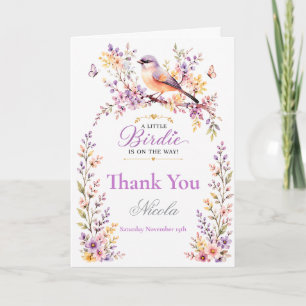 Floral Birdie Baby Shower Thank You Card