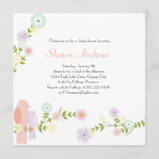 Floral Birds Baby Shower Invitation