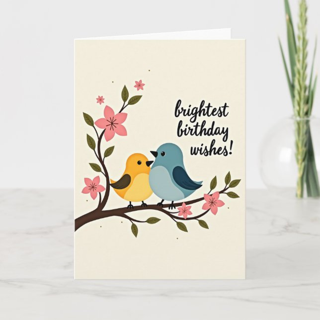 Floral Birds Birthday Card (Front)
