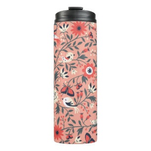 Floral Birds Hand Drawn Vintage Thermal Tumbler