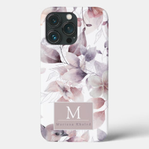 Floral Birds Purple and white nature baby shower  iPhone 13 Pro Case