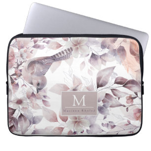 Floral Birds Purple and white nature baby shower Laptop Sleeve