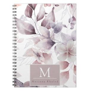 Floral Birds Purple and white nature baby shower Notebook